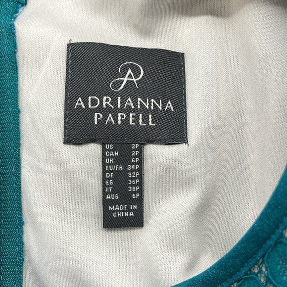 Adrianna Papell NWT Teal Green Sleeveless Lace Shift Dress Size 2P - Picture 10 of 12
